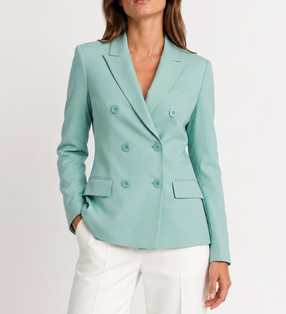 Tibi Steward Blazer Size 0 Seafoam Double Breasted Peak Lapel Jacket